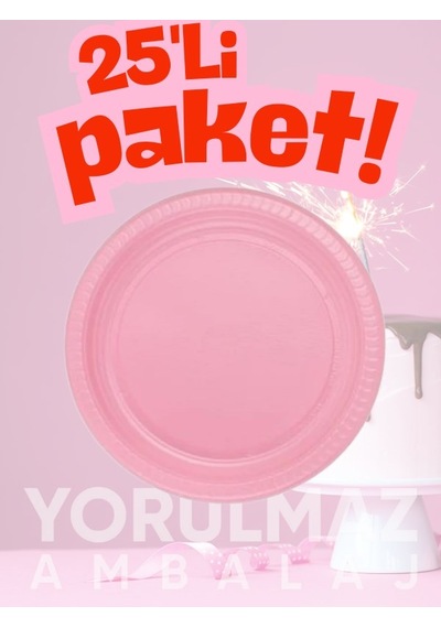 Rainbow Pembe Plastik Tabak 25 Adet Dayanıklı & Şık Kullan-at Açık Mavi