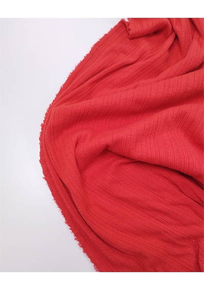 Kırmızı Renkte, İnce Yumuşacık Örgüsünden Desenli Pamuklu Bir Örme Kumaş Elbiselik & Bluzluk En: 140cm-12418