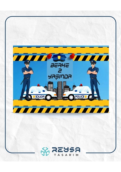 Polis Temalı Doğum Günü Afişi 100x150 Cm