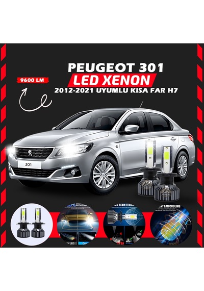 Peugeot 301 2012-2021 Kısa Far Uyumlu Şimşek Etkili Led Xenon Pro Series H7