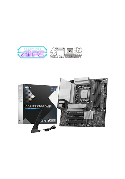 MSI PRO B860M-A WIFI 8600MHz (OC) DDR5 Soket LGA1851 M.2 HDMI DP Thunderbolt mATX Anakart