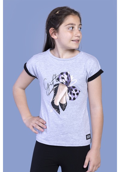 Toontoy Kids Toontoy Kız Çocuk Fiyonk Baskılı Kolları Garni Detaylı Tişört Gri Melanj Toontoy Kids Toontoy Kız Çocuk Fiyonk Baskılı Kolları Garni Detaylı Tişört Gri Melanj