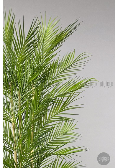 Biçiçek Yapay Areka Palmi̇yesi̇ 130 Cm 33 Yaprak Antresi̇t Nergi̇s Saksıda