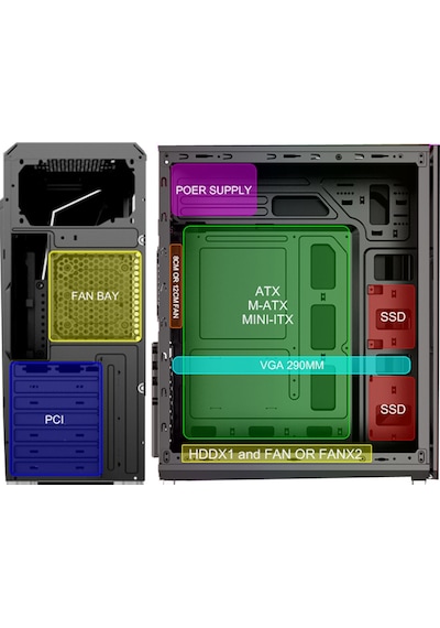 Blueforce Hunter 4 RGB Fanlı Atx-Mini Atx Itx Uyumlu Mid Tower Bilgisayar Kasası
