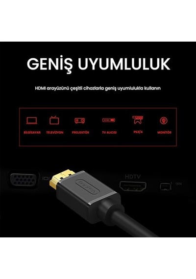 60hz Dişi Erkek Hdmı 2.0 Uzatma Kablosu 2 Metre Genel