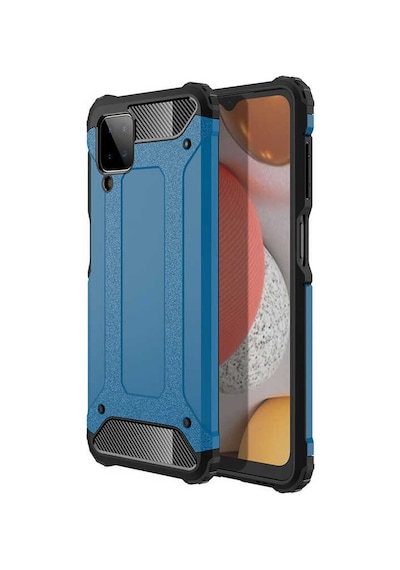 Noktaks - Samsung Galaxy Uyumlu M12 - Kılıf Çift Katman Zırh Tank Crash Military Kapak - Gri