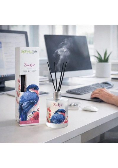 Buket Reed Diffuser Oda Kokusu 50 Ml, Çubuklu Ortam Kokulandırıcı, Uzun Süre Kalıcı Ev Ofis Banyo Salon Koku Difüzörü, Dekoratif Cam Şişe Aromaterapi Ev Parfümü Diğer