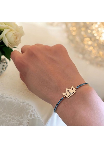 Archin Hz Ali Temalı Taç Figürlü 14 Ayar Altın Plakalı Mavi Taş Desenli Hediye Bileklik-466sembol Hz Ali Sembolü Archin Hz Ali Temalı Taç Figürlü 14 Ayar Altın Plakalı Mavi Taş Desenli Hediye Bileklik-466sembol Hz Ali Sembolü