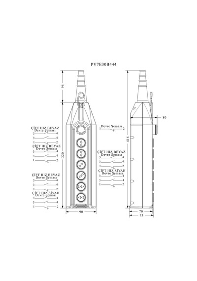 Emas Pv7e30b444 Pl Vinç 7'li Start Çift Hızlı Acil Stoplu 30 Mm