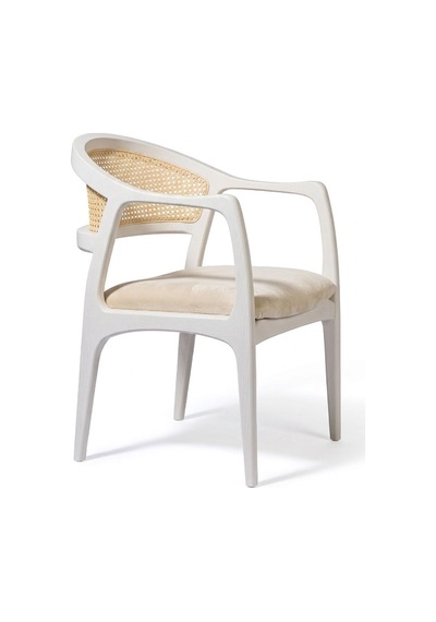 Kensington Rattan İskandinav Ahşap Sandalye Beyaz