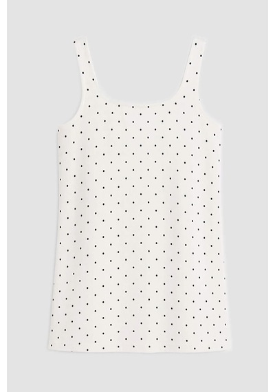 Blue White Kadın Puantiyeli Mini Jean Elbise Ekru