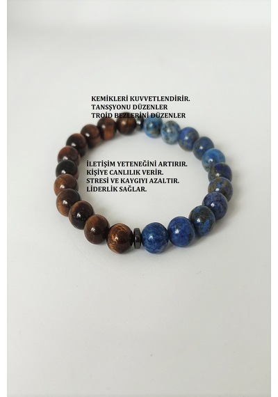 8 Mm Kaplangözü, Lapis Lazuli Doğaltaş Bileklik Çok Renkli