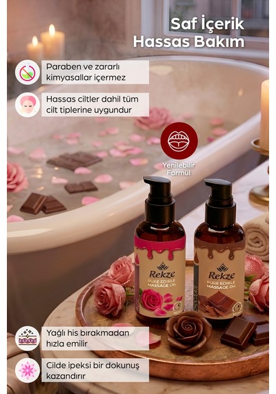 Çikolata Ve Gül Aromalı Masaj Yağı 100 Ml Romantik, Etkili, Aromaterapi Deneyimi - 744978226