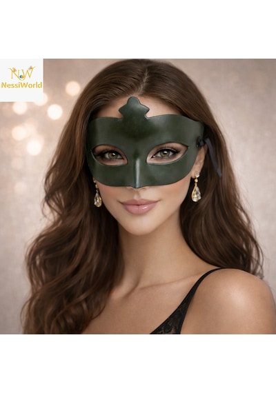 Yeşil Gizemli Masquerade Maskesi Yetişkin