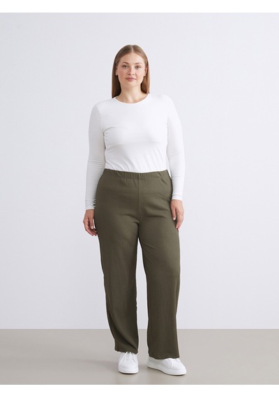 Lcw Everyday Haki Beli Lastikli Dokulu Kadın Pantolon