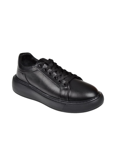 Pullman Hakiki Deri Kadın Spor Ayakkabı Sneaker Ahu-3090 Siyah