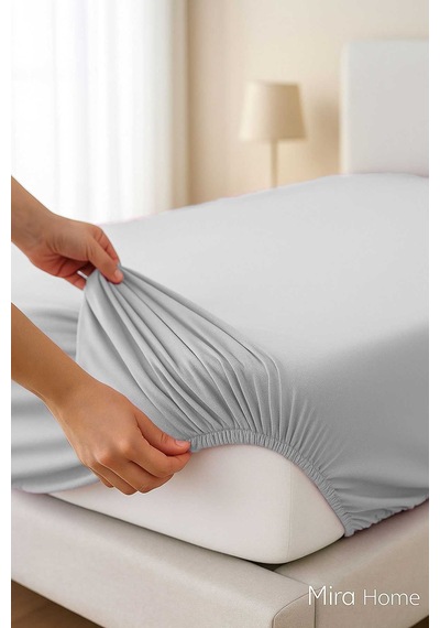 Tek Kişilik Düz Penye %100 Pamuklu Lastikli Çarşaf 100x200 Cm Newsheet Gri Renkli