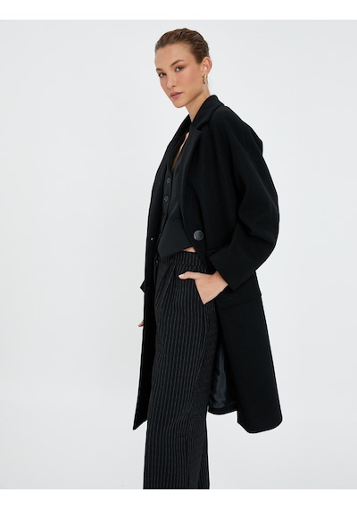 Koton Oversize Uzun Kaşe Kaban Kruvaze Düğmeli Cepli Siyah 4wak00050ew 4WAK00050EW999 Siyah Koton Oversize Uzun Kaşe Kaban Kruvaze Düğmeli Cepli Siyah 4wak00050ew 4WAK00050EW999 Siyah