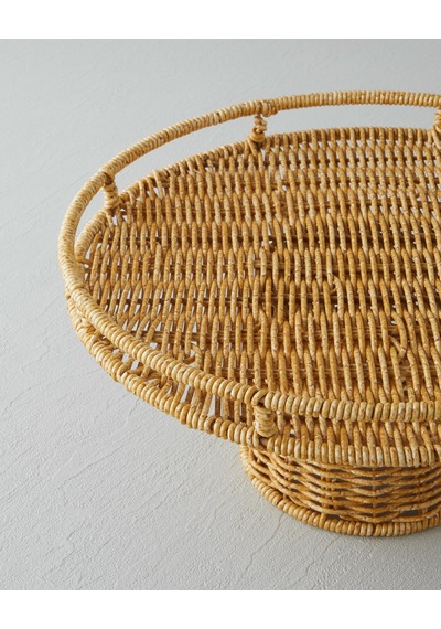 Wicker Plastik Rattan Kek Standı 30 Cm Açık Kahverengi Kahverengi