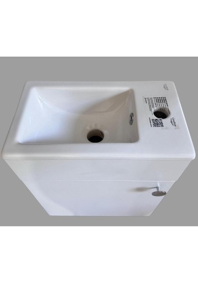 Turkuaz Mini Küçük Banyo, Tuvalet, Karavan Lavabo 24 42 Cm Banyo Dolabı Dahil Beyaz