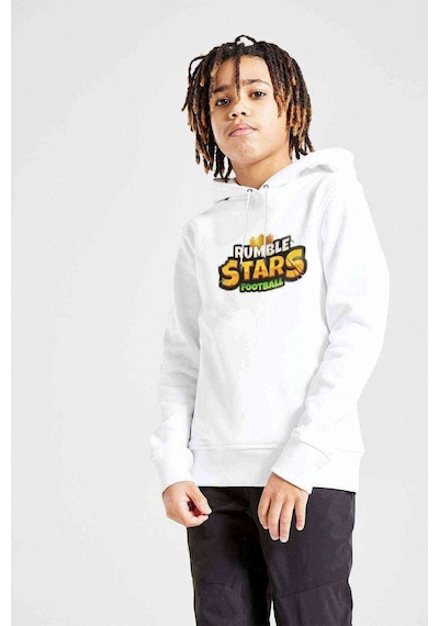 Tshirthane Rumble Stars Football Logo Baskılı Unisex Çocuk Kapüşonlu Beyaz