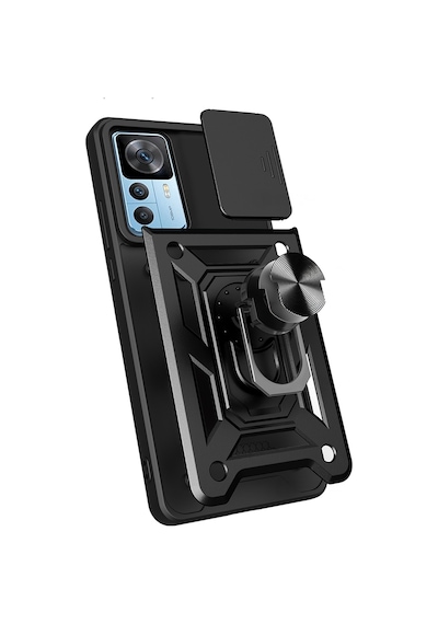 Xiaomi Mi 12t Pro Kılıf Magnetik Standlı Kamera Korumalı Zore Sürgülü Vega Kapak Siyah