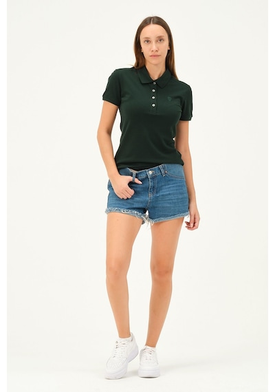 Msw Kadın Kısa Kollu Regular Fit Polo Yaka T-shirt Nefti