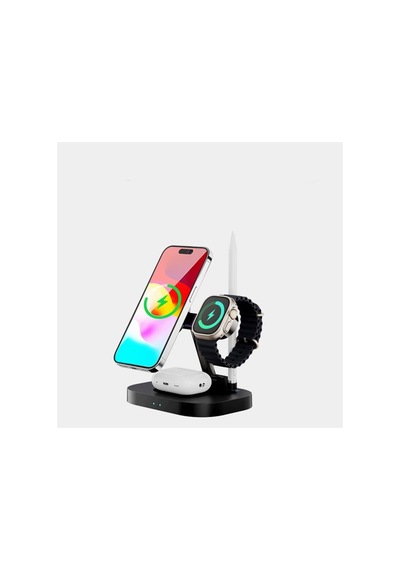 W52 4 In 1 Kablosuz Şarj Standı İphone & Airpods & Watch & Pencil Çok Renkli