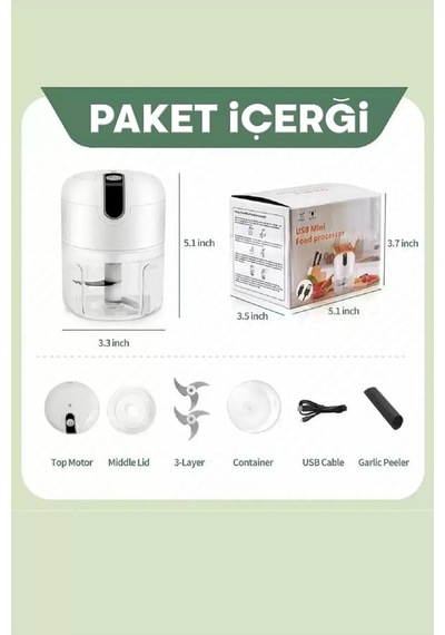 Yeni Nesil Şarjlı Sarımsak Rondosu 3 Bıçaklı Pratik Mini El Rondosu Mini Rondo Diğer