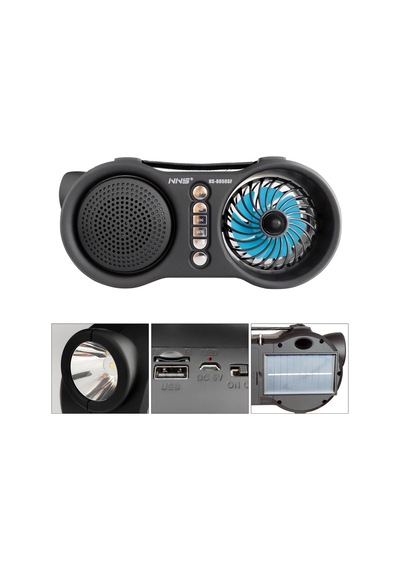 Müzi K Kutusu Solar Şarjli Bt/usb/sd/fm Masa Fanlı Fenerli Nns Ns-8058sf