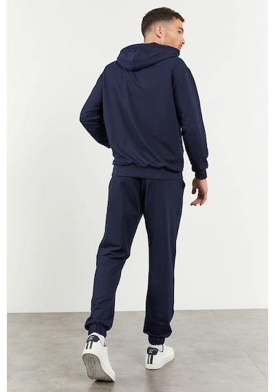 Tommy Life İndigo Kapüşonlu Kanguru Cep Lastik Paça Erkek Oversize Eşofman Takımı - 85117 İndigo