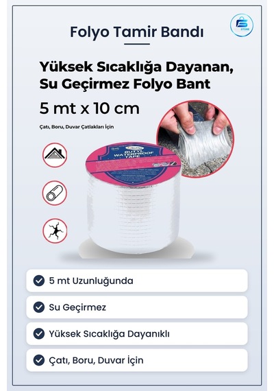 Folyo Tamir Bandı Su Geçirmez Yüksek Sıcaklığa Dayanıklı Çatı Bor