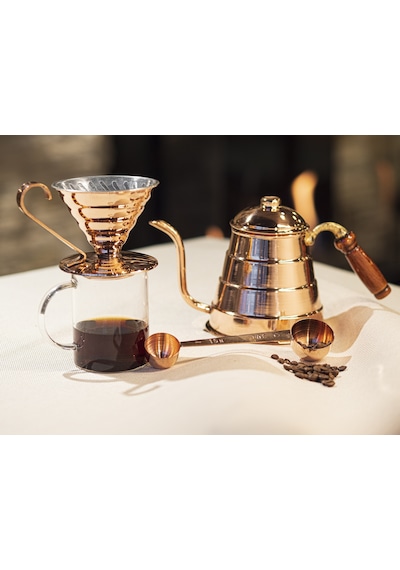 Bakır Filtre Kahve Seti V60 Parlak Bakır Renk