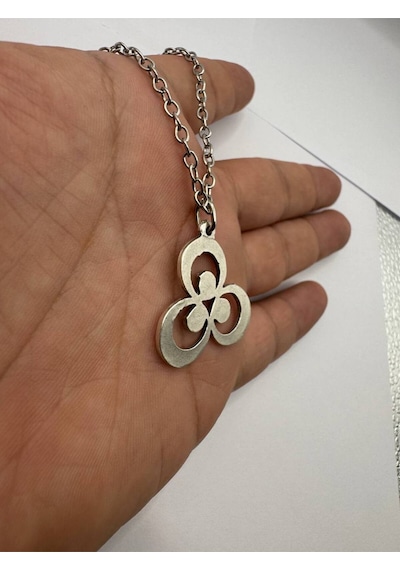 Çintemani Desenli Kolye Gümüş Renk Zamak Metal Spiritüel Unisex Osmanlı Sembolü Takı Çok renkli
