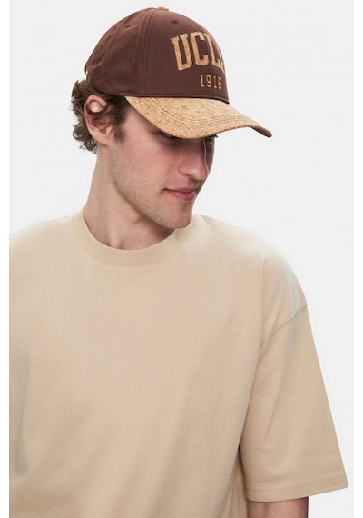 Ucla Roscoe Sütlü Kahve Bisiklet Yaka Baskılı Oversize Erkek Tshirt Sütlü Kahve Sütlü Kahverengi