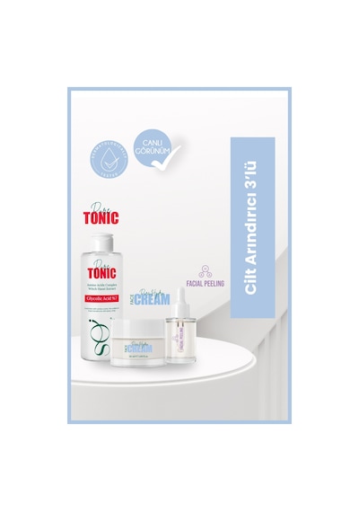 Cilt Arındırıcı 3'lü -glikolik Asit Tonik 200 Ml&hydra Face Cream 50 Ml&facial Peeling Serumu 30 Ml