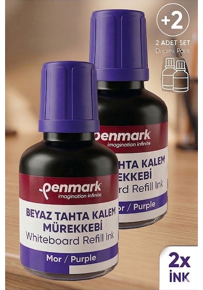 Mor Yazı Tahta Kalemi Mürekkebi 30 Ml 2 Adet Penmark Tahta Kalemi Mürekkepi Kolay Silinebilir Doldurulabilir Canlı
