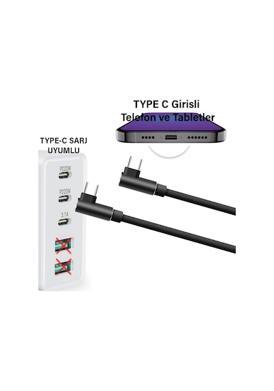 3 Metre Type-c Şarj Kablosu Hızlı Şarj Samsung İle Uyumlu Type C To Type C Uzun Kablo