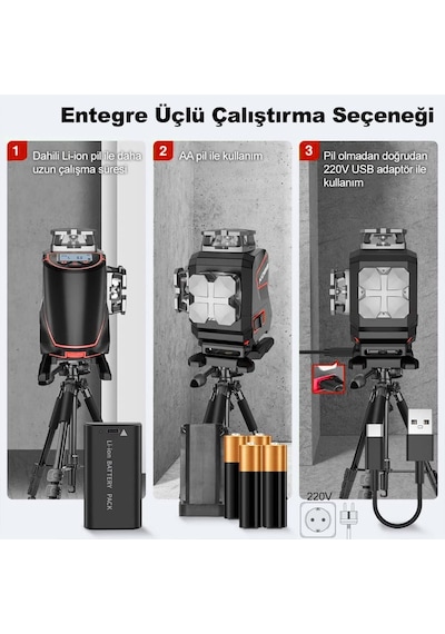 Ayrex Kbl36gtp Profesyonel Li-ion Şarjlı 4x360⁰ Lcd Ekran Otomatik Hizalamalı Yeşil Çapraz Çizgi Lazer Distomat