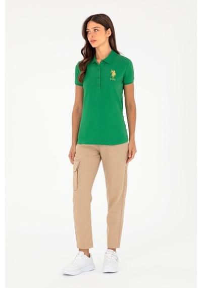 U.S. Polo Assn. Kadın Yeşil Basic Polo Yaka Tişört 50280071-VR054