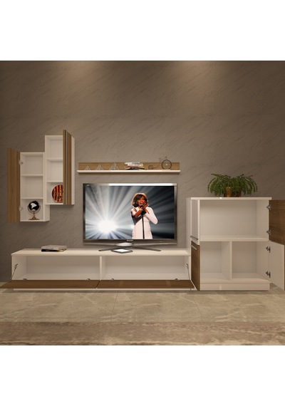 Decoraktiv Eko 6b Mdf Std Tv Ünitesi Tv Sehpası - Beyaz Pera Beyaz - Meşe