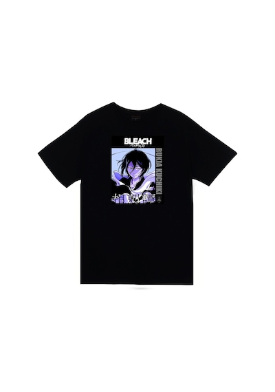Stoned&Fame Bleach Rukia Kuchiki Anime Baskılı Unisex %100 Pamuk Siyah T-shirt SIYAH Siyah
