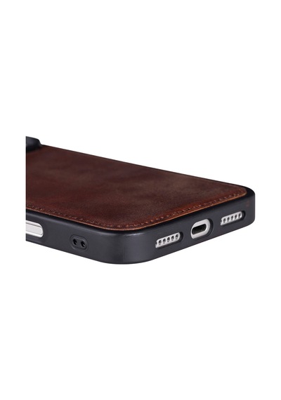 Bloomcase Mono Saddle Heritage Apple iPhone Uyumlu 17 Pro Max/ 18 Pro Max 6.9" Hakiki Deri Magsafe Kılıf Kahverengi