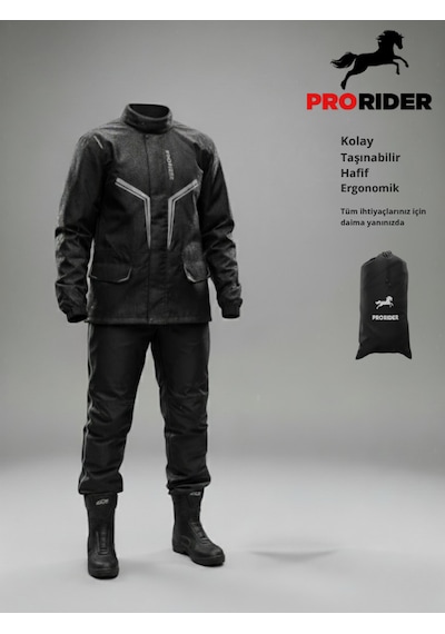 Prorıder Premium Lux Yağmurluk Takım Alt Üst Su Ve Rüzgar Geçirmez Termal Motosiklet Yağmurluğu Unisex