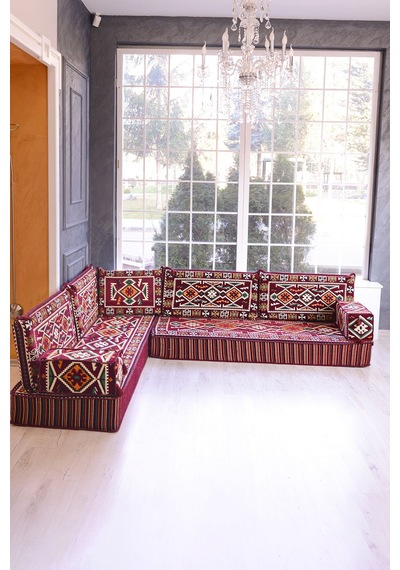 Şark Köşesi Takımı Bordo Anadolu Modeli 9 Parça 20 Cm Minder Kalınlığı