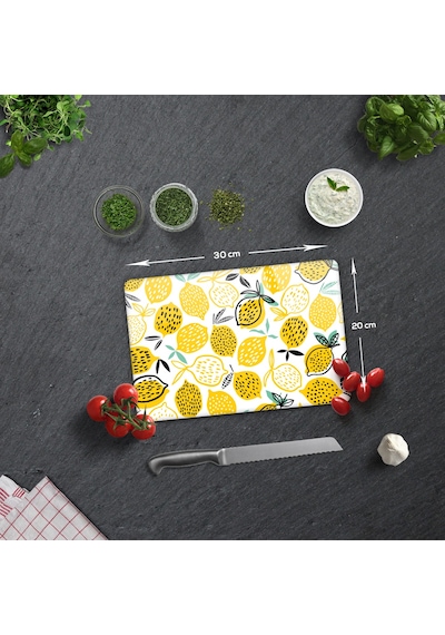 Decorita Cam Kesme Tahtası | Sarı Limonlar | 20cm x 30cm