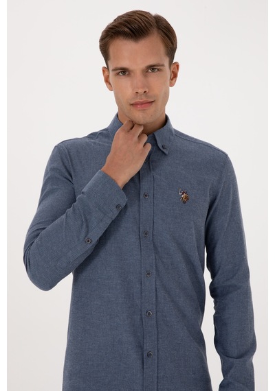 U.S. Polo Assn. Erkek İndigo Uzun Kollu Basic Gömlek 50307686-VR028 U.S. Polo Assn. Erkek İndigo Uzun Kollu Basic Gömlek 50307686-VR028