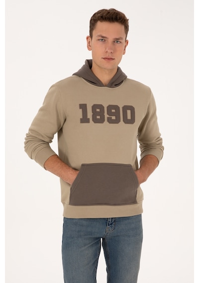 U.S. Polo Assn. Erkek Regular Fit Kapüşonlu Şardonlu Açık Haki Sweatshirt 50316359-VR183