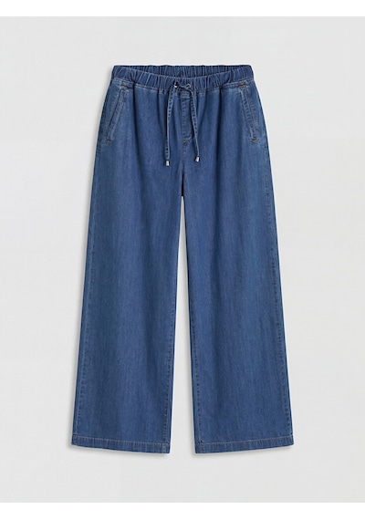 Lcw Modest İndigo Beli Lastikli Wideleg Kadın Jean Pantolon