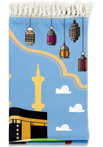 Dijital Baskılı Çocuk Seccadesi - Kabeli Arabalı - 44 X 78 cm